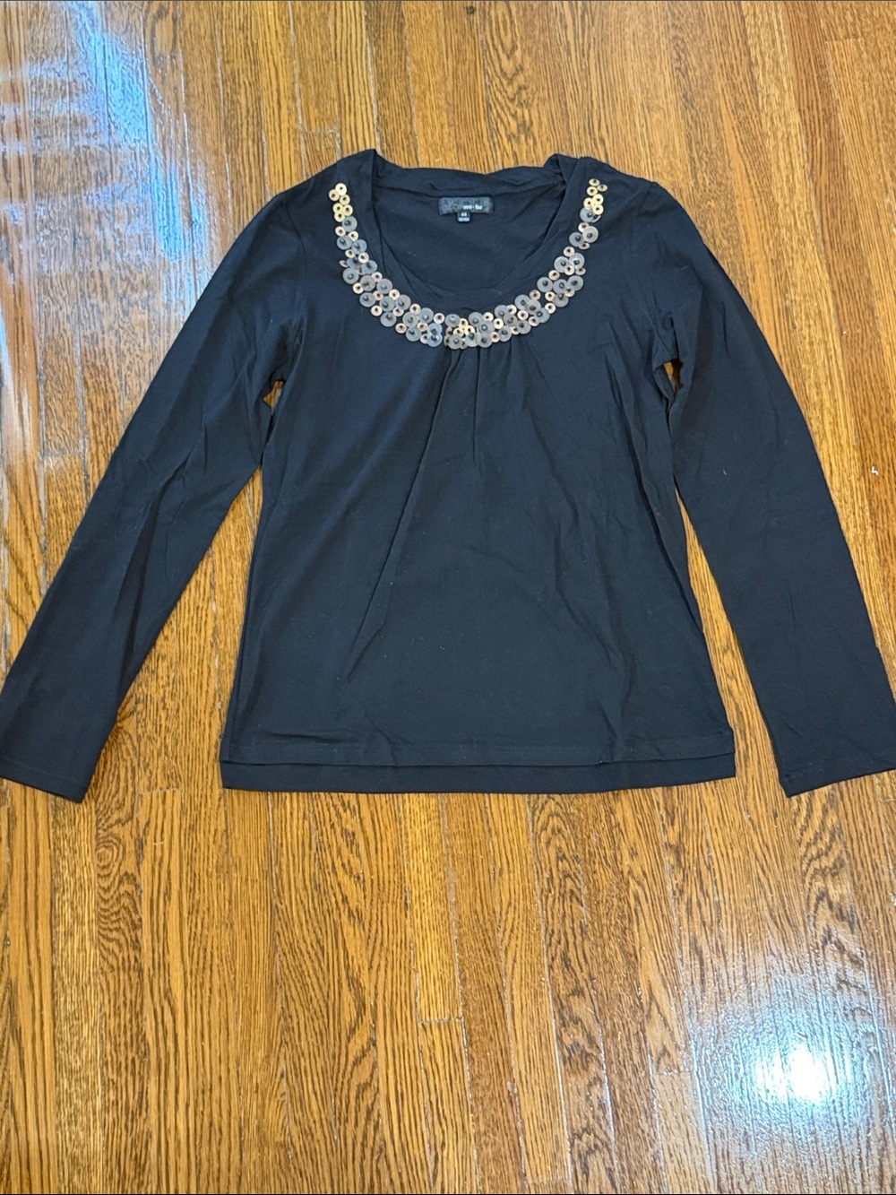 Brand new Black Embellished Scoop Neck Long-Sleeve Top